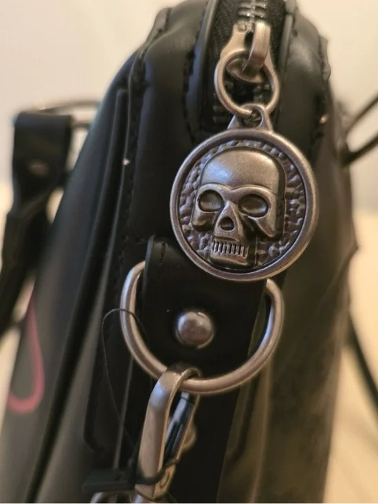 Ed Hardy Black Embossed Rhinestone Cross Satchel Shoulder Bag Vegan Leather NWT - Picture 9 of 9